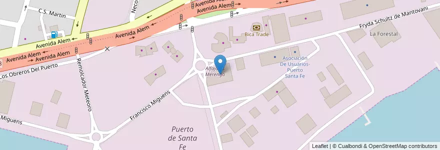 Mapa de ubicacion de Alfajores Merengo en Argentinien, Santa Fe, Departamento La Capital, Santa Fe Capital, Santa Fe.