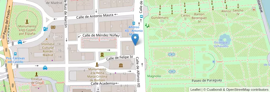 Mapa de ubicacion de ALFONSO XII, CALLE, DE,26 en 스페인, Comunidad De Madrid, Comunidad De Madrid, Área Metropolitana De Madrid Y Corredor Del Henares, 마드리드.