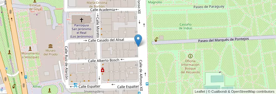 Mapa de ubicacion de ALFONSO XII, CALLE, DE,36 en إسبانيا, منطقة مدريد, منطقة مدريد, Área Metropolitana De Madrid Y Corredor Del Henares, مدريد.