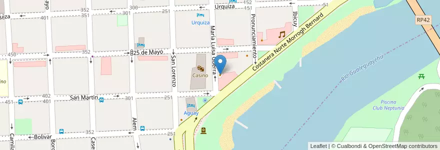 Mapa de ubicacion de Alfosina en 아르헨티나, 엔트레리오스주, Departamento Gualeguaychú, Gualeguaychú, Gualeguaychú, Distrito Costa Uruguay Sur.