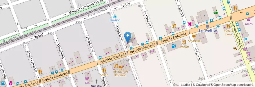 Mapa de ubicacion de Algarrobo, Flores en アルゼンチン, Ciudad Autónoma De Buenos Aires, ブエノスアイレス.