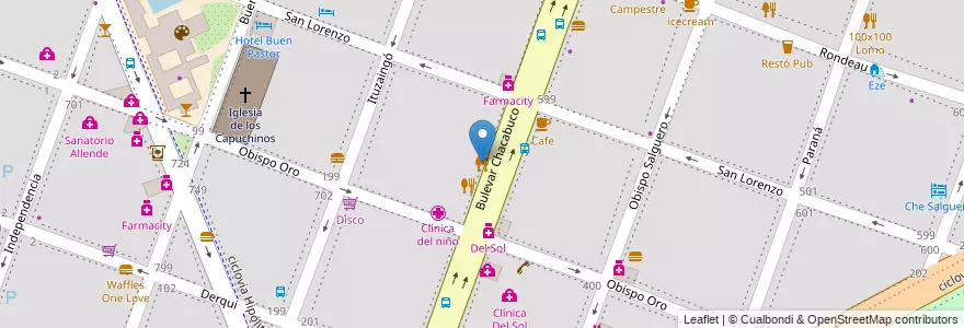 Mapa de ubicacion de Algo Light en アルゼンチン, コルドバ州, Departamento Capital, Pedanía Capital, Córdoba, Municipio De Córdoba.