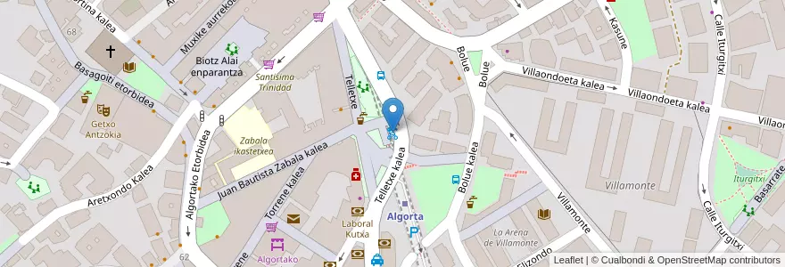 Mapa de ubicacion de Algorta en スペイン, バスク州, Bizkaia, Bilboaldea, Getxo.
