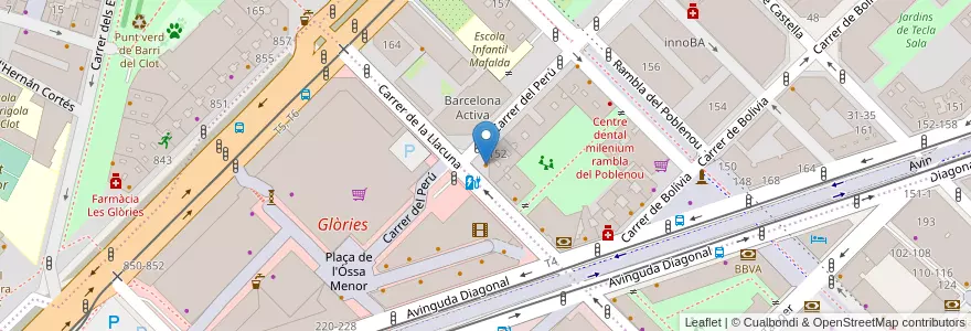 Mapa de ubicacion de Aliaga en 스페인, Catalunya, Barcelona, Barcelonès, 바르셀로나.