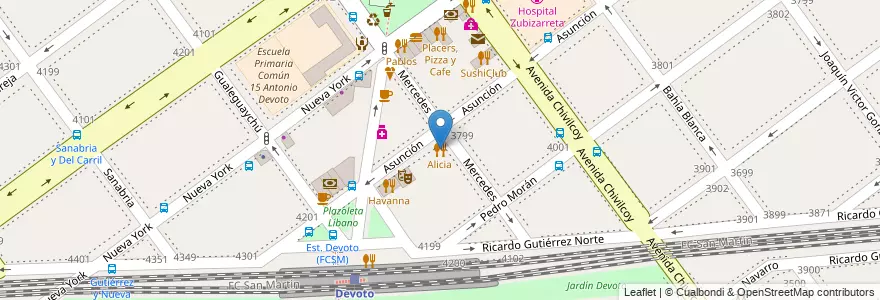 Mapa de ubicacion de Alicia, Villa Devoto en 아르헨티나, Ciudad Autónoma De Buenos Aires, 부에노스아이레스, Comuna 11.