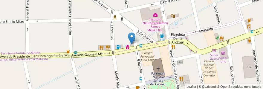 Mapa de ubicacion de Allegra Multieventos en 아르헨티나, 부에노스아이레스주, Partido De La Matanza, Ramos Mejía, Villa Sarmiento.