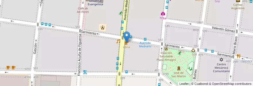 Mapa de ubicacion de Alma, Almagro en Argentinië, Ciudad Autónoma De Buenos Aires, Comuna 5, Buenos Aires.