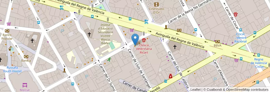 Mapa de ubicacion de Alma de Cafe en Испания, Валенсия, Валенсия, Comarca De València, Валенсия.