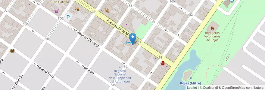 Mapa de ubicacion de Almacén en Arjantin, Buenos Aires, Partido De Rojas, Rojas.