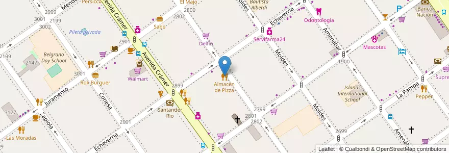 Mapa de ubicacion de Almacen de Pizza, Belgrano en Argentina, Ciudad Autónoma De Buenos Aires, Buenos Aires, Comuna 13.