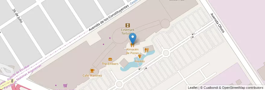 Mapa de ubicacion de Almacén de Pizzas en Arjantin, Buenos Aires, Partido De Malvinas Argentinas, El Triángulo.