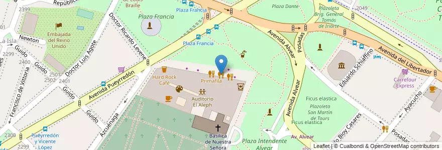 Mapa de ubicacion de Almacen de pizzas, Recoleta en Argentinië, Ciudad Autónoma De Buenos Aires, Comuna 2, Buenos Aires.