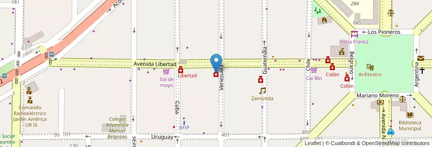 Mapa de ubicacion de Almeyer en アルゼンチン, ミシオネス州, Departamento San Ignacio, Municipio De Jardín América.