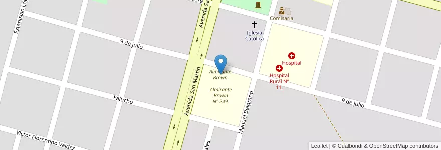Mapa de ubicacion de Almirante Brown en Argentine, Santa Fe, Departamento San Javier, Comuna De Alejandra.