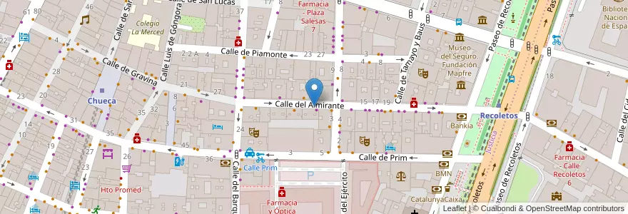 Mapa de ubicacion de ALMIRANTE, CALLE, DEL,10 en Espanha, Comunidade De Madrid, Comunidade De Madrid, Área Metropolitana De Madrid Y Corredor Del Henares, Madrid.