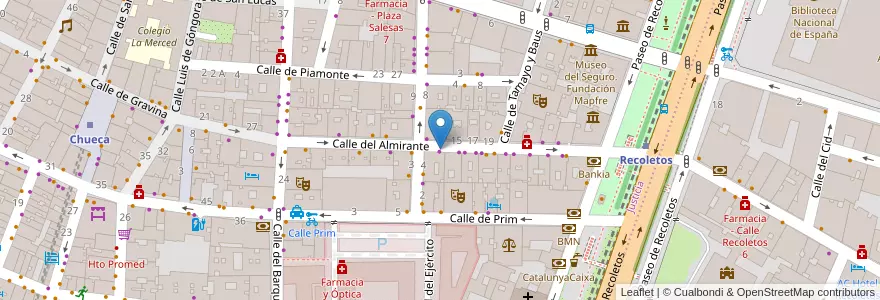 Mapa de ubicacion de ALMIRANTE, CALLE, DEL,14 en スペイン, マドリード州, Comunidad De Madrid, Área Metropolitana De Madrid Y Corredor Del Henares, Madrid.
