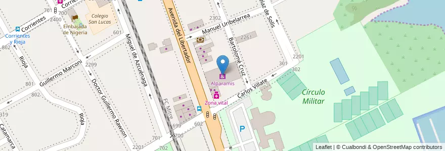 Mapa de ubicacion de Alparamis en Arjantin, Buenos Aires, Partido De Vicente López, Vicente López.