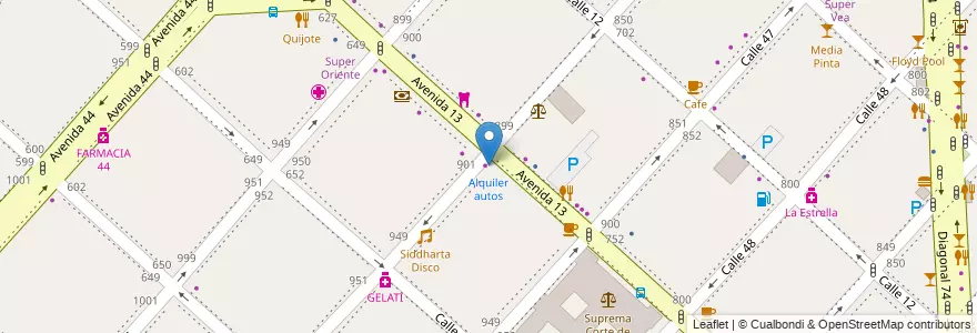 Mapa de ubicacion de Alquiler autos, Casco Urbano en Arjantin, Buenos Aires, Partido De La Plata, La Plata.