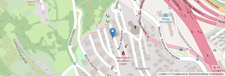 Mapa de ubicacion de Altamira en スペイン, バスク州, Bizkaia, Bilboaldea, ビルバオ.