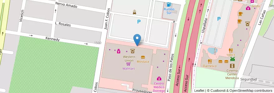 Mapa de ubicacion de Alto Dorrego Mall en Argentina, Chile, Mendoza, Departamento Guaymallén.