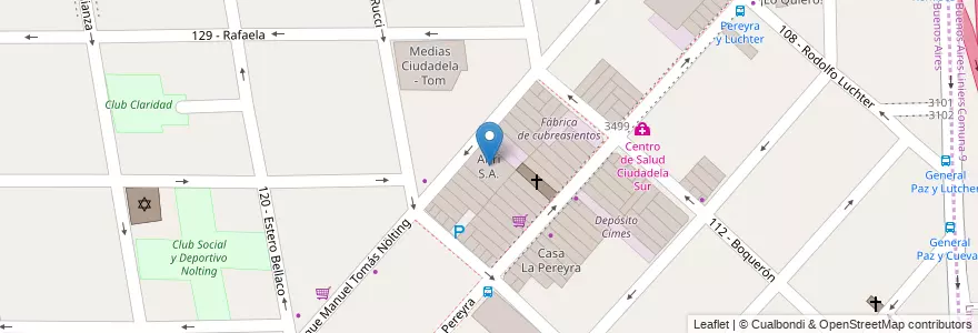 Mapa de ubicacion de Altri S.A. en Argentina, Buenos Aires, Partido De Tres De Febrero, Ciudadela.