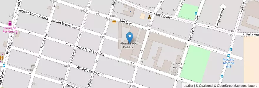 Mapa de ubicacion de Alumbrado Público en 阿根廷, Córdoba, Departamento Capital, Pedanía Capital, Córdoba, Municipio De Córdoba.