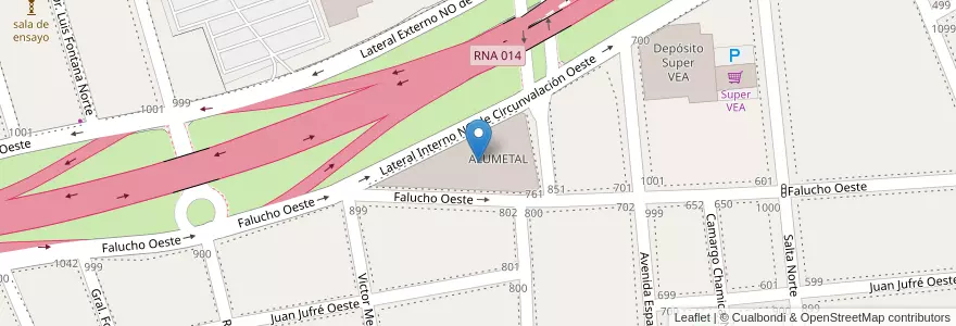 Mapa de ubicacion de ALUMETAL en Argentina, San Juan, Cile, Capital.