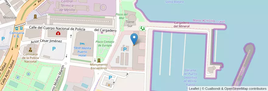 Mapa de ubicacion de Alvado en İspanya, Melilla, Melilla.