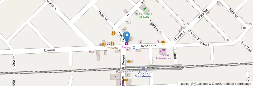 Mapa de ubicacion de Alvarez en Argentina, Buenos Aires, Partido De Malvinas Argentinas, Villa De Mayo, Ingeniero Adolfo Sourdeaux.