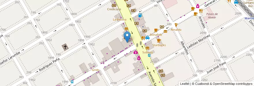Mapa de ubicacion de Alvear Plaza en Argentine, Province De Buenos Aires, Partido De San Isidro, Martínez.