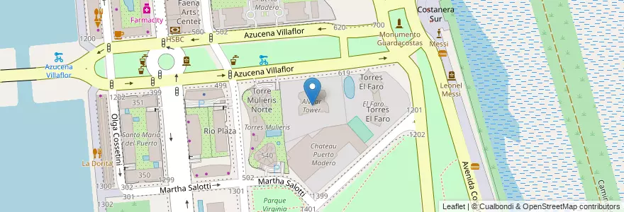 Mapa de ubicacion de Alvear Tower, Puerto Madero en 아르헨티나, Ciudad Autónoma De Buenos Aires, Comuna 1, 부에노스아이레스.