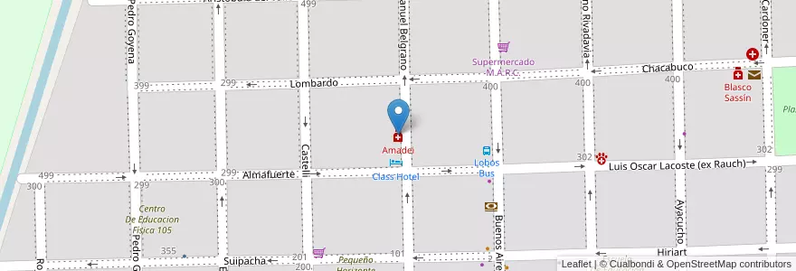 Mapa de ubicacion de Amadei en Arjantin, Buenos Aires, Partido De Lobos, Lobos.