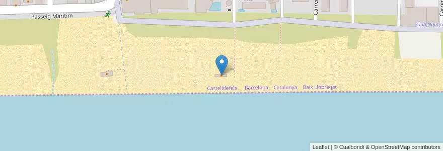 Mapa de ubicacion de Amami Lounge Beach Club en Испания, Баш-Льобрегат, Castelldefels.