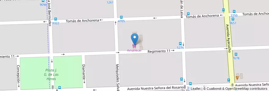 Mapa de ubicacion de Amanecer en Argentinië, Santa Fe, Departamento Rosario, Municipio De Rosario, Rosario.