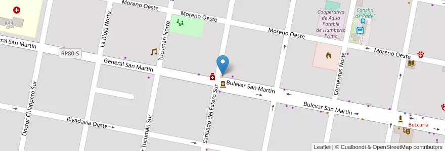 Mapa de ubicacion de Amaranto en Argentinien, Santa Fe, Departamento Castellanos, Municipio De Humberto Primo, Humberto Primo.