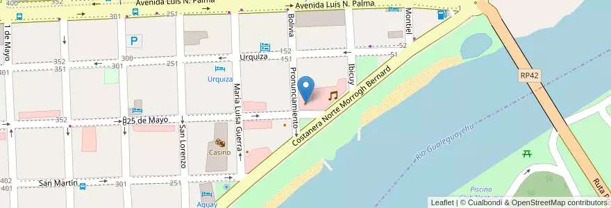 Mapa de ubicacion de Amarelo en الأرجنتين, إنتري ريوس, Departamento Gualeguaychú, Gualeguaychú, Gualeguaychú, Distrito Costa Uruguay Sur.