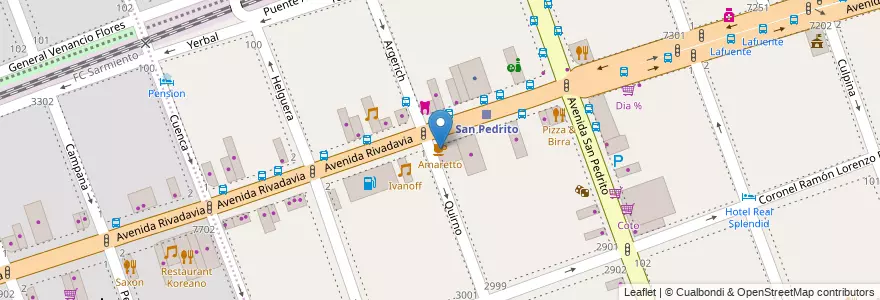Mapa de ubicacion de Amaretto, Flores en Argentinië, Ciudad Autónoma De Buenos Aires, Comuna 7, Buenos Aires.