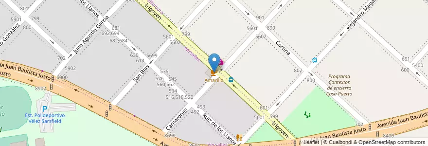 Mapa de ubicacion de Amarillo, Versalles en Arjantin, Ciudad Autónoma De Buenos Aires, Buenos Aires, Comuna 10.
