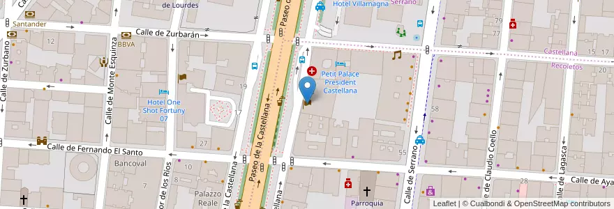 Mapa de ubicacion de Ambassade van België - Ambassade de Belgique - Botschaft von Belgien en Испания, Мадрид, Мадрид, Área Metropolitana De Madrid Y Corredor Del Henares, Мадрид.