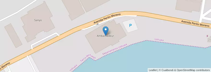 Mapa de ubicacion de Ambassadeur en Argentinien, Departamento Ushuaia, Chile, Feuerland, Ushuaia.