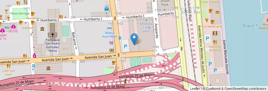 Mapa de ubicacion de Ámbito Financiero, San Telmo en آرژانتین, Ciudad Autónoma De Buenos Aires, Comuna 1, Buenos Aires.