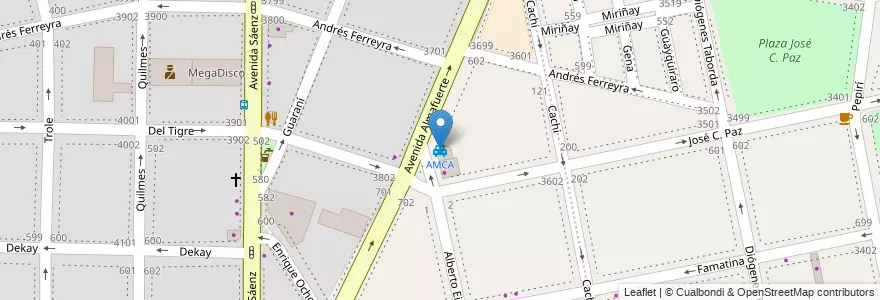 Mapa de ubicacion de AMCA, Nueva Pompeya en آرژانتین, Ciudad Autónoma De Buenos Aires, Comuna 4, Buenos Aires.