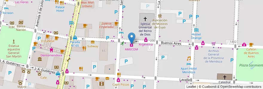 Mapa de ubicacion de AMECOM en Argentina, Cile, Mendoza, Departamento Capital, Ciudad De Mendoza, Sección 3ª Parque O'Higgins.