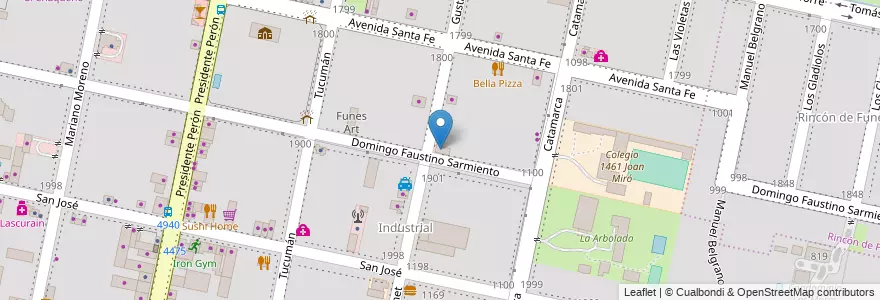 Mapa de ubicacion de Amerigo Vespucci en Argentinië, Santa Fe, Departamento Rosario, Municipio De Funes, Funes.