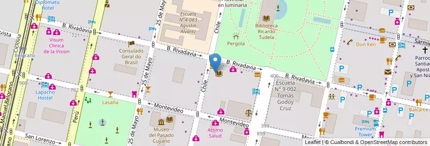 Mapa de ubicacion de Amicana en Argentinien, Chile, Mendoza, Departamento Capital, Sección 2ª Barrio Cívico, Ciudad De Mendoza.