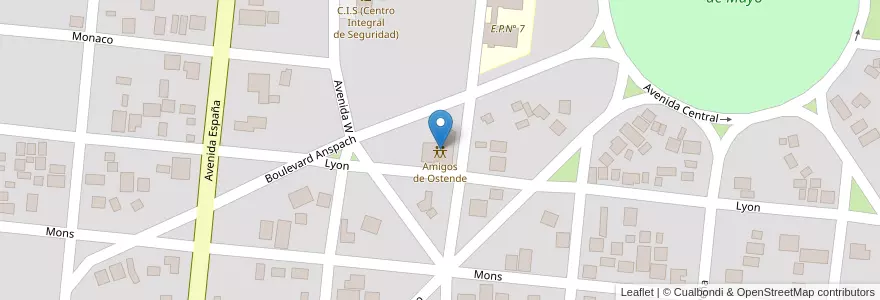 Mapa de ubicacion de Amigos de Ostende en Arjantin, Buenos Aires, Partido De Pinamar.