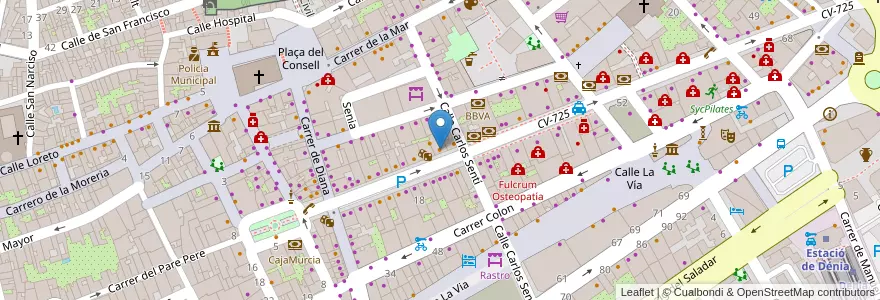 Mapa de ubicacion de AmiGournet en 西班牙, Comunitat Valenciana, Alacant / Alicante, La Marina Alta, Dénia.