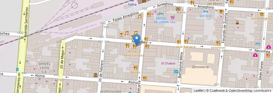 Mapa de ubicacion de Amnesia en 阿根廷, Salta, Capital, Municipio De Salta, Salta.