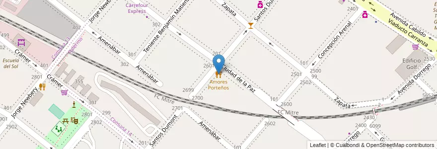 Mapa de ubicacion de Amores Porteños, Palermo en Argentinien, Ciudad Autónoma De Buenos Aires, Buenos Aires, Comuna 14.