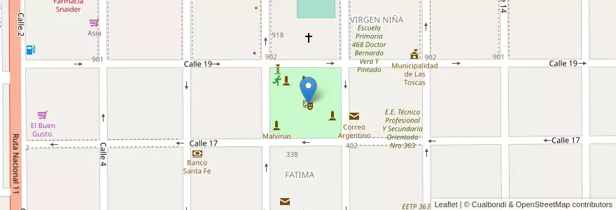 Mapa de ubicacion de Amphitheater en 아르헨티나, Santa Fe, Departamento General Obligado, Municipio De Las Toscas.